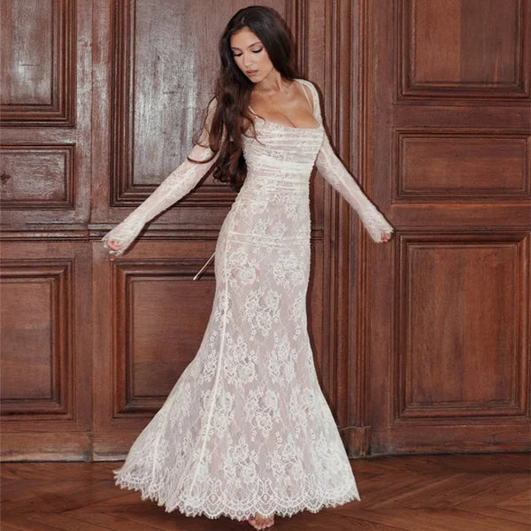 Ona - Robe Maxi en Dentelle Douillette
