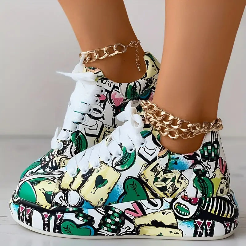 Chaussures Superposées pour Femmes au Design Graffiti