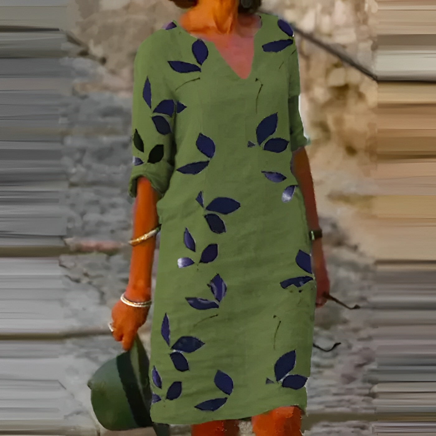 Robe d'Été Élégante pour Femmes avec Motif de Feuilles