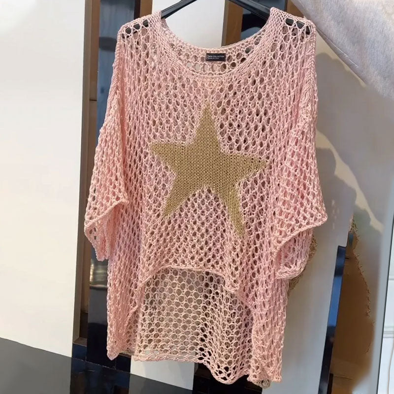Pull en Crochet à Col Rond pour Femmes