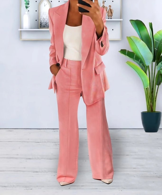 Ensemble Blazer et Pantalon Large à Deux Pièces