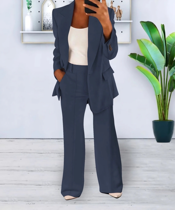 Ensemble Blazer et Pantalon Large à Deux Pièces