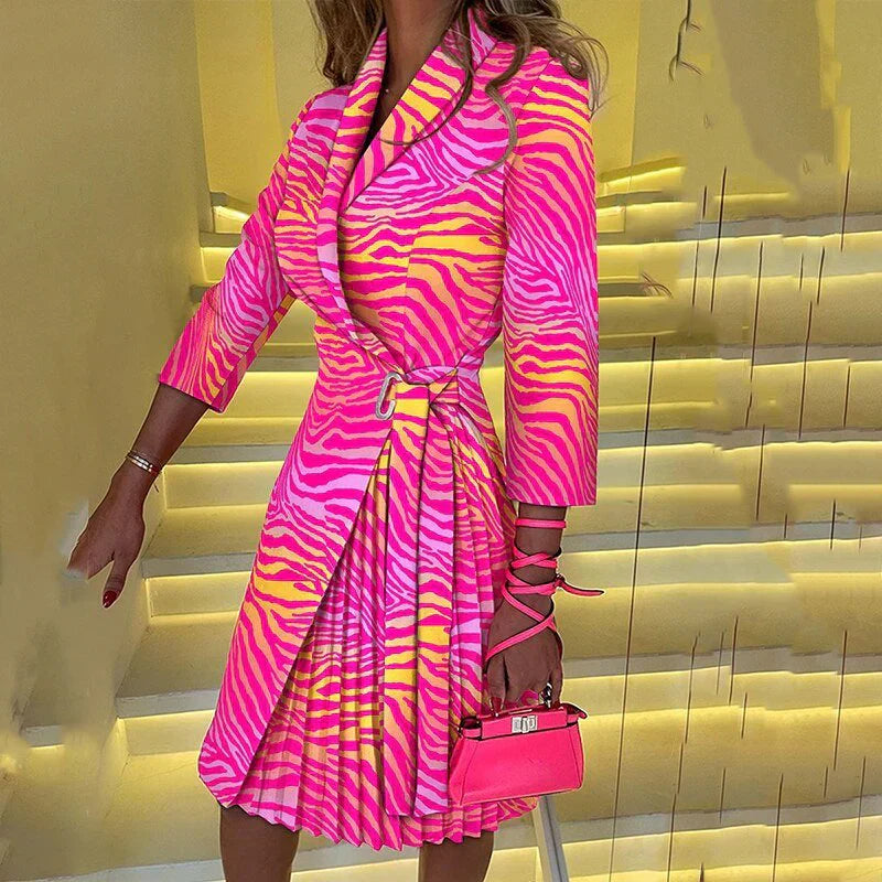 Chic Blazer Robe avec Col Noté